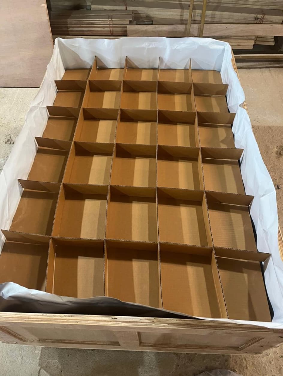 Plywood Box with Internal Multilevel Cardboard Partitions